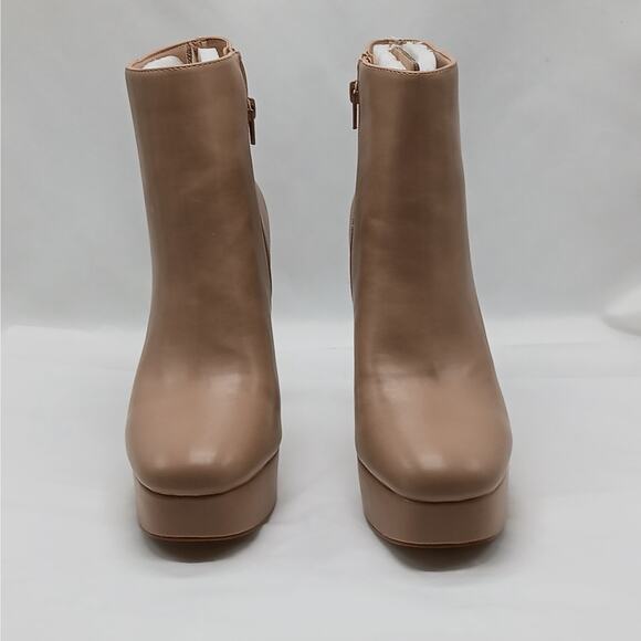 INC International Concepts Alize Platform Booties Women 9M Tan Faux Leather Boot - Picture 3 of 9